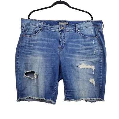 Torrid Bermuda Boyfriend Vintage Stretch Distressed Denim Jean Shorts Size 20 • $35