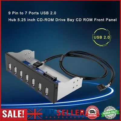 9 Pin To 7 Ports USB 2.0 Hub 5.25 Inch CD-ROM Drive Bay CD ROM Front Panel GB • £11.16