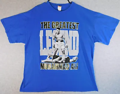 Muhammed Ali Shirt Adult Size 2XL XXL Blue Boxer Boxing Sports Short Sleeve Y2K • $27.87