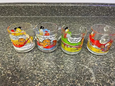 Set Of 4 Vintage Garfield Mugs Coffee Cups Jim Davis McDonalds Glass 1978 • $13.50