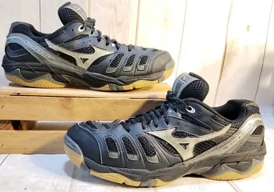 MIZUNO Wave Rally 5 Indoor Soccer Shoes Blk/Silver 430140 Women Size 9.5 M • $25