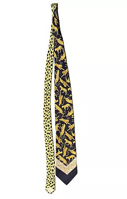 90's VTG GIANNI VERSACE Silk Tie Baroque Barocco Leopard Animal Print • $150