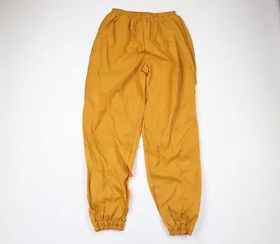 NOS Vintage 90s Streetwear Mens Large Blank Waterproof Cuffed Nylon Joggers Pant • $79.95