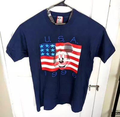 Vintage 1996 Disney Designs Patriotic Mickey Graphic Tshirt XL USA Flag Army • $30