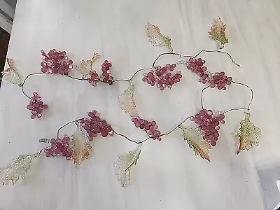 Vintage Mid-century Modern Lucite Acrylic  Grapes & Leaves 68in. Total • $27.99