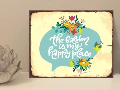 £3.99 • Buy 1x Garden My Happy Place Quote Metal Plaque Sign Gift House Novelty (mt685)