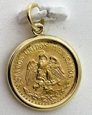 Gold Dos Pesos1945 Vintage Pendant In 1k Yellow Gold Frame. • $285