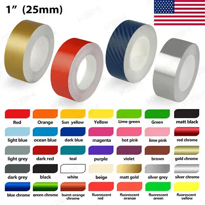 $11.90 • Buy 1  Roll Vinyl Pinstriping Pin Stripe Solid Line Car Tape Decal Stickers 25mm