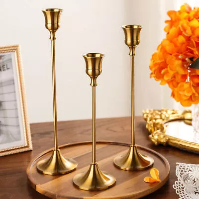 3 Tulip Nordic Candlesticks Set Candle Holder Dinner Christmas Party Home Decor • £10.98