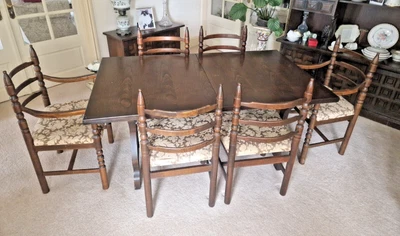 £209 • Buy Oak Expanding Dining Table And 6 Chairs By 'Younger' Toledo Range