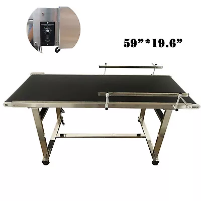 59 *19.6  Electric PVC Belt Conveyor With Double Guardrails 110V Speed Adjust • $1002.04