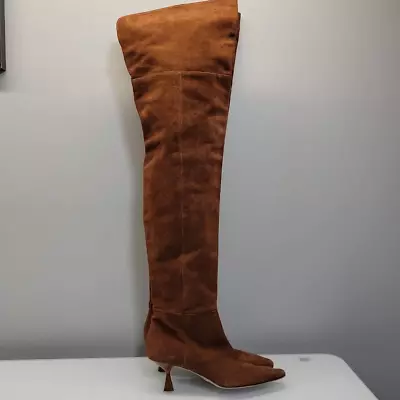 Brother Vellies Boots Women Size 8 Ronstadt Cognac Brown Suede Thigh High Sexy • $184.80