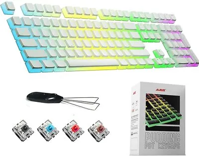 £10.52 • Buy PBT Pudding Keycaps Set 104 Key Backlit For Cherry MX Switch Mechanical Keyboard