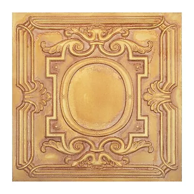 Tin Ceiling Tiles 24x24 Faux Tin Painting Panel PL15 Vintage Brown Gold 10pcs • $135.90