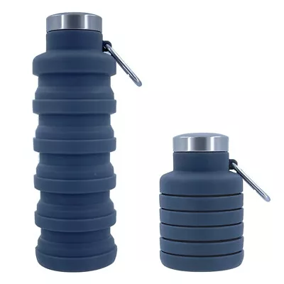 Foldable Water Bottle 500ml Collapsible Silicone Drink Outdoor Sport Travel Run • £7.74