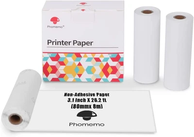 $30.98 • Buy Phomemo 3 Roll Non-Adhesive Paper For Phomemo M03/M03AS/M04S Portable Photo Prin