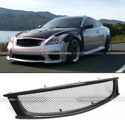 For 08 - 13 G37 2DR Coupe Badgeless Real Carbon Fiber Bumper Hood Mesh Grille • $119.99