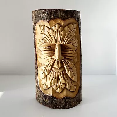 £19 • Buy Green Man Wall Plaque Carved Tree Trunk Ornament Home Garden Decoration Pagan