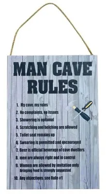Man Cave Rules Funny Sign Plaque • $21.95