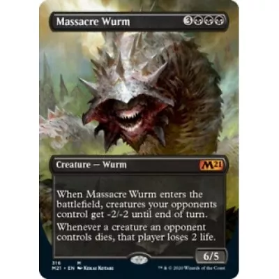 MASSACRE WURM (BORDERLESS) Core Set 2021 M21 Magic MTG MINT CARD • $6.49