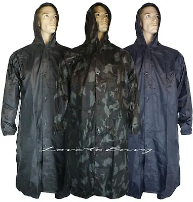 Mens Waterproof Rain Jacket Coat LONG Anorak Army Work Outdoor Fishing Mac Coat. • $20.14