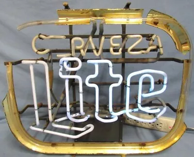 Vintage Miller Brewing Cerveza Lite Neon Beer Light Sign Lamp 21  X 17  *as Is* • $68