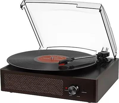 Costsoco 3-Speed Retro Vintage Style Bluetooth Vinyl Record Player - Dark Brown • $38.99