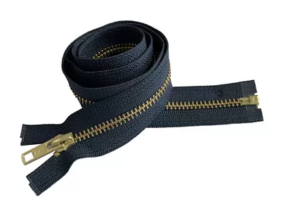 YKK #5 Brass Metal Medium Weight Separating Jacket Zippers - 37  To 48  Inches • $4.59