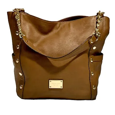 Michael Kors Delancey Leather Shoulder Bag With Gold-Tone Accents Boho Camel • $74