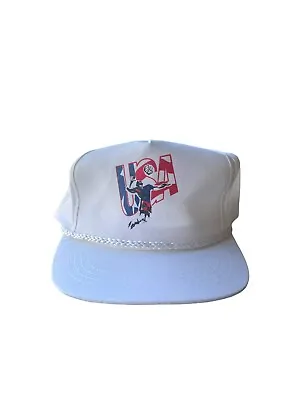 Vintage USA Volleyball Yupoong Adjustable Rope Trucker Hat Patriotic Olympics • $29.99