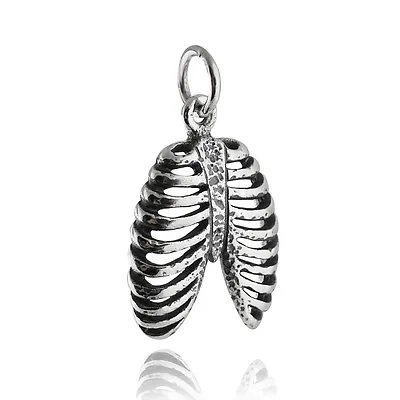 $24 • Buy Anatomical Rib Cage Charm - 925 Sterling Silver - Bones Skeleton Anatomy NEW