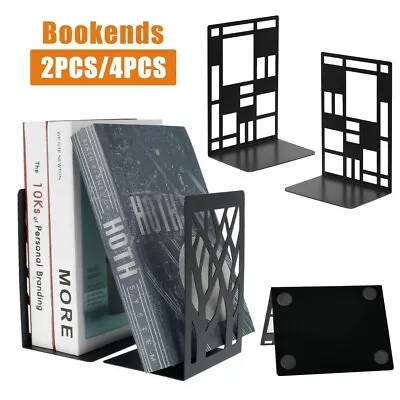 1/2 Pairs Heavy Duty Metal Bookends Book Ends Office Stationery Bookend Holder • £7.99