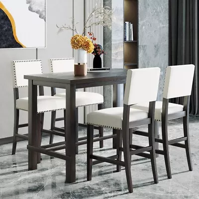 5-Piece Counter Height Dining SetClassic Elegant Table And 4 Chairs In Espresso • $625.99