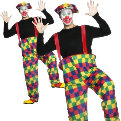 Adults Hooped Clown Costume Mens Ladies Circus Fancy Dress Stag Party New • £15.99
