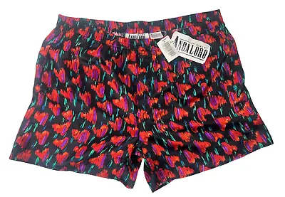 Andaloro 100% Silk Sleep Shorts Vintage 90s Abstract Hearts Men's Medium NWT • $29.65