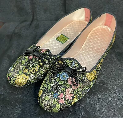 VINTAGE Mid-Century Daniel Green Embroidered House Slippers Size 7 Narrow 2A75 • $15