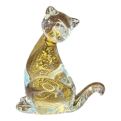 Vintage Sommerso Art Glass Cat Sculpture By Murano • $265