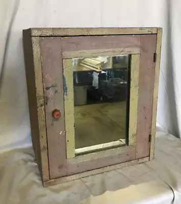 Antique Medicine Cabinet Wood Surface Mount Cupboard Old VTG Country 1565-23B • $195