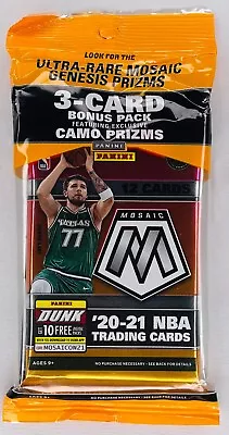 2020-21 Panini Mosaic NBA Basketball Cello Pack 15 Cards Sealed New Genesis? • $12.95