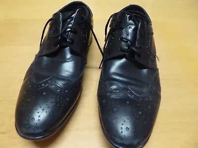 Pair Mens Black M & S Wide Fit Shoes Size Uk 10 #117 • £8.99