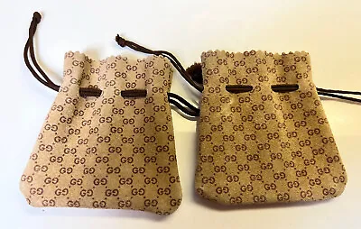 Gucci Leather Suede Pouch Vintage Drawstring Brown Set Pair Jewelry Bag Lot • $115