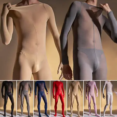 Mens Velvet Anti-Hook Full Body Stockings Bodyhose See Through Jumpsuit Bodysuit • $14.24