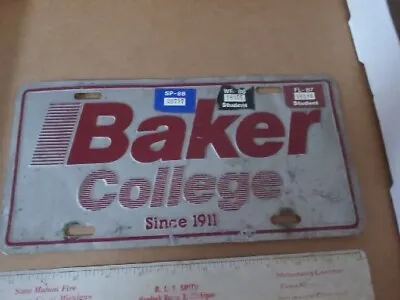 Baker College License Plate Since 1911 Owosso Flint Michigan Student Vintage  • $13.99