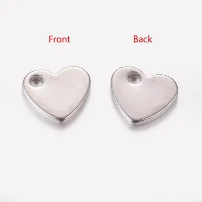 5 Metal Stamping Blanks Silver 10mm Blank Charms Stainless Steel Heart   • $3.85