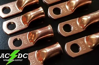 (10) 4 Gauge Ring 5/16  Hole Terminal BATTERY Lug Bare Copper Un-insulated AWG • $8.95