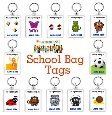£2.50 • Buy Personalised Kids/Childrens School Bag Tag Keyrings - Pick Colour/Text - Custom