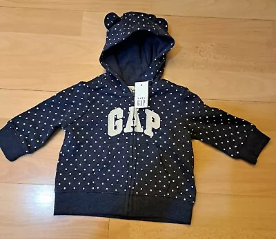 BNWT GAP Baby Blue White Spotted Zip Up Hoody   Age 3-6 Months • £2