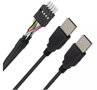 9 Pin IDC Header Male To Dual Type USB-A 2.0 Motherboard Cable 0.5m • £5.95