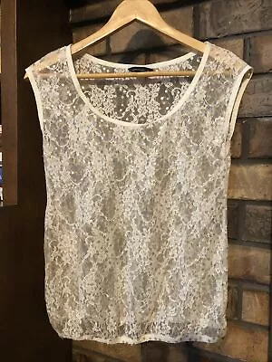 Moda International Sleeveless Beige Gold Lace Top S • $6