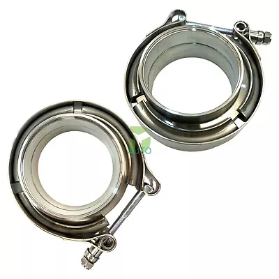 $36.99 • Buy 2Pcs 2.5  Stainless Steel V-Band Clamp SS 304 M/F Flange Vband Exhaust Downpipe